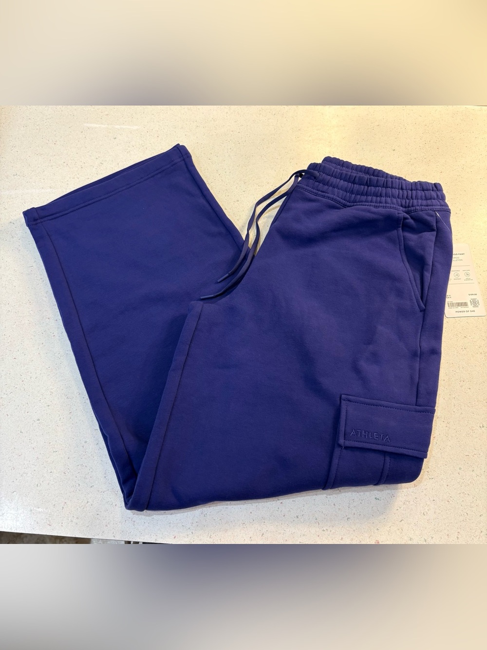 Athleta Women’s Easy Fleece Straight Cargo Pants - medium - blue/purple